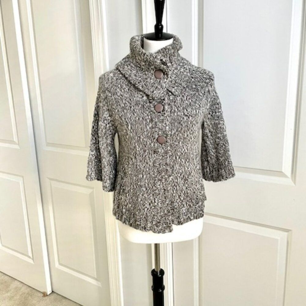 Philosophy By Republic Gray Turtle Neck 3/4 Sleeve Sweater Cardigan Size P/P